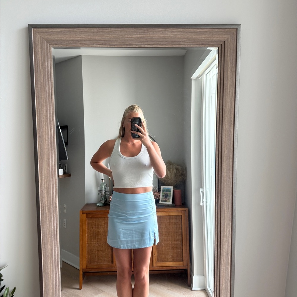 Blue A-line Mini Skirt for Casual Nights